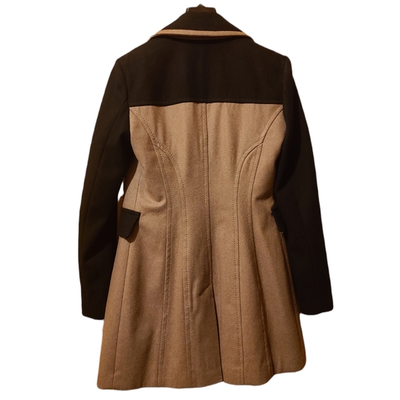 Kensie - Colorblock Sleeve Camel Pea Coat - Picture 3 of 4